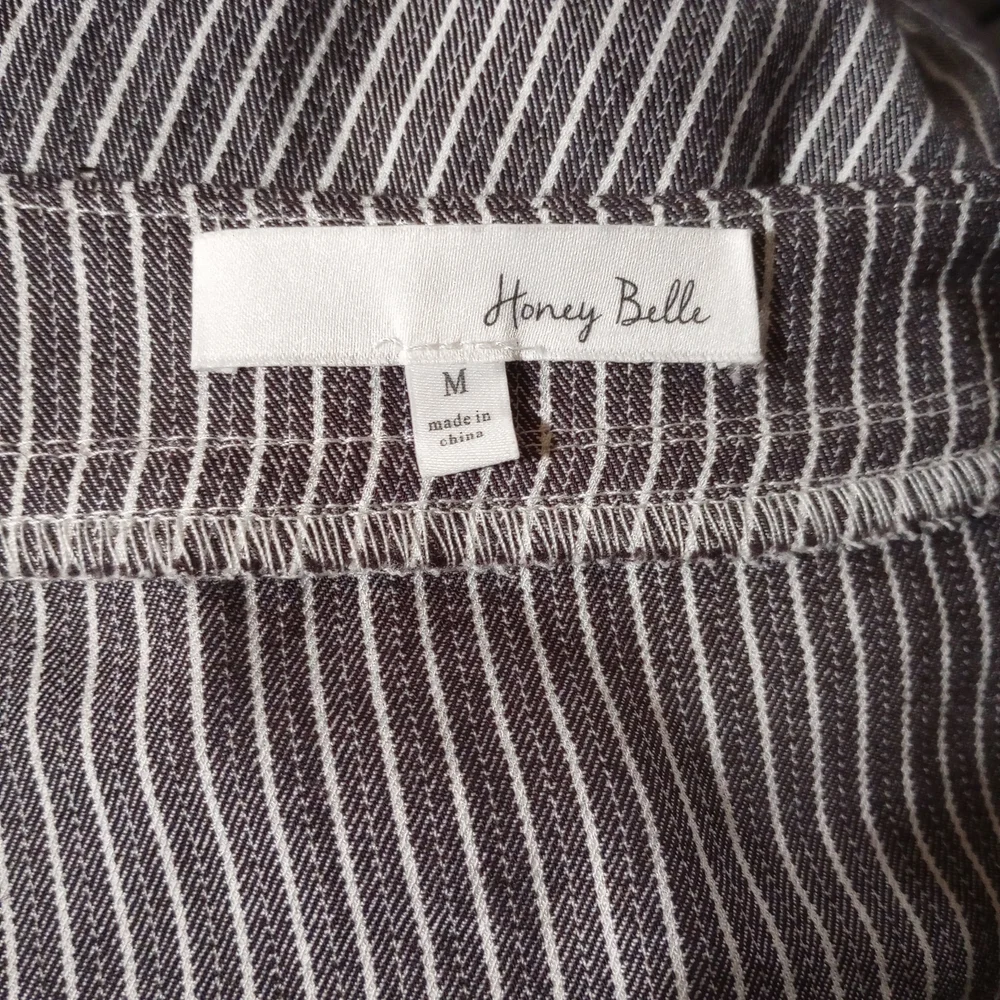 EUC Medium Honey Belle Brown Cream Striped Crop With Cape Sleeves Preppy Baddie - Picture 7 of 7